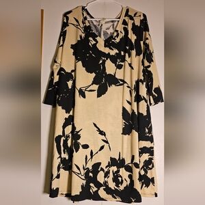 Sew In Love Black and Cream Floral Dress 3X